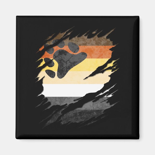 Gay Bear Pride Flag Ripped Reveal Magnet (Vorne)