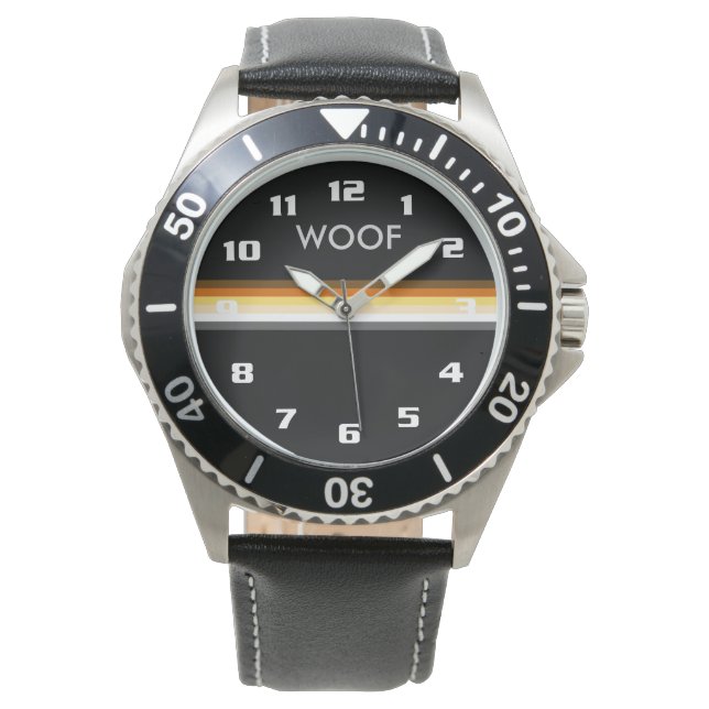 Gay Bear Pride Flag WOOF Masculine and Sleek Armbanduhr (Vorderseite)