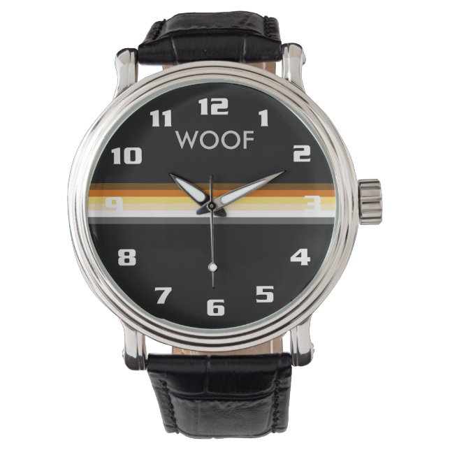 Gay Bear Pride Flag WOOF Masculine and Sleek Armbanduhr (Vorderseite)