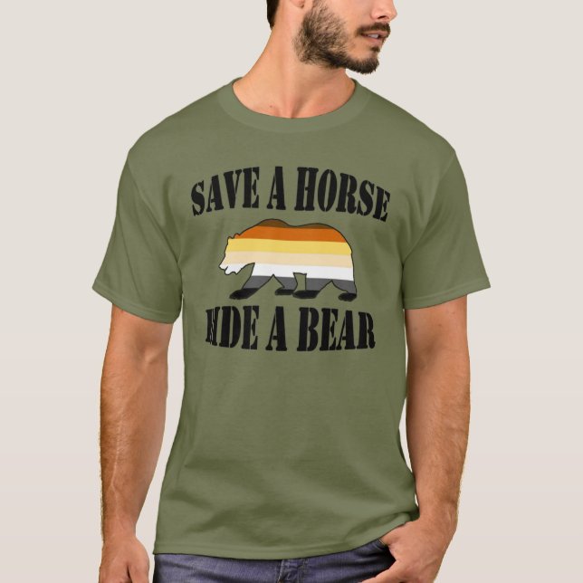 Gay Bear Pride retten Pferdereiten T-Shirt (Vorderseite)