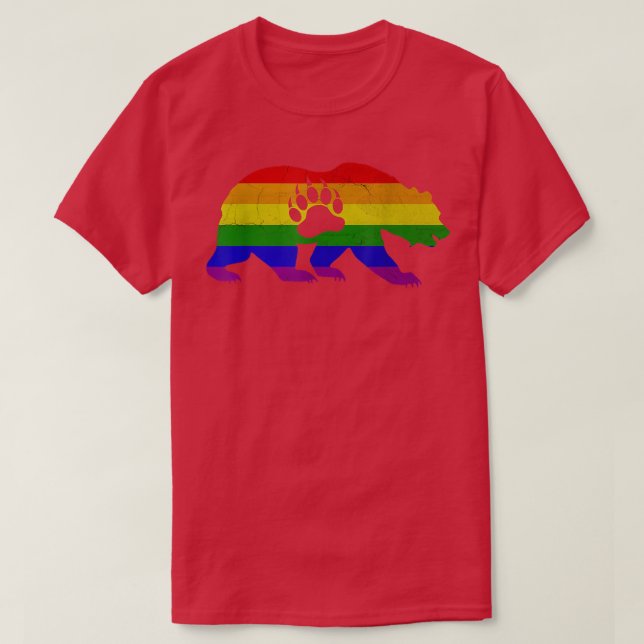 Gay Bear Prix - LGBT Flag Bear Paw T-Shirt (Design vorne)
