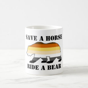 GAY BEAR SPEICHERE EINEN PFERD AUF EINEM BÄREN KAFFEETASSE