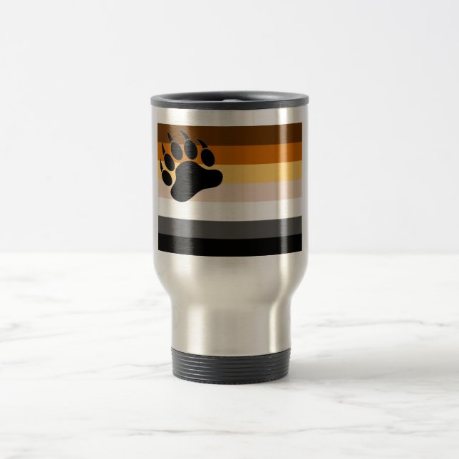 GAY BearPride Flag mit der schwarzen Pfote -Tasse Reisebecher (Mittel)