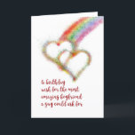 Gay Birthday Wish for Boyfriend, Hearts Karte<br><div class="desc">Wünschen Sie Ihrem Partner,  dem phantastischsten Freund,  den ein Typ gefragt haben könnte,  einen glücklichen Geburtstag mit dieser farbenfrohen Grußkarte,  die ein helles Airbrush-Effekt-Bild von zwei ineinander greifenden Herzen hat,  die sich am Ende eines Regenbogens gebildet haben.</div>