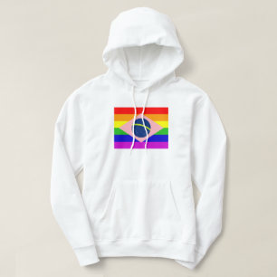 GAY BRAZIL MIT RAINBOGEN UND BRASILIANISCHEN FLAGE HOODIE