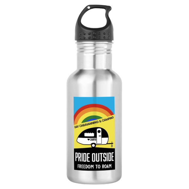 Gay Caravan Camping Edelstahlflasche (Vorderseite)