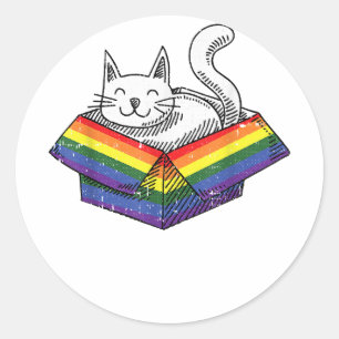 Gay Cat Pride Rainbow Niedlich Kitten Kitty Proud Runder Aufkleber