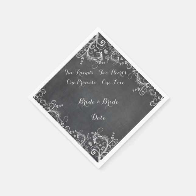 Gay Chalkboard Design Hochzeitspapier Napkins Serviette (Ecke)