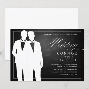 Gay Chalkboard Hochzeit von zwei großen Silhouette Einladung