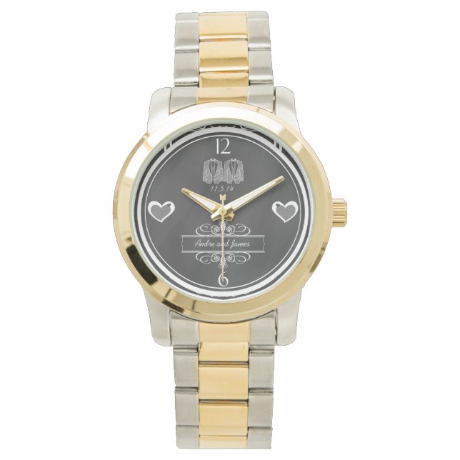 Gay Chalkboard Wedding Keepake Watch Watch Armbanduhr (Vorderseite)