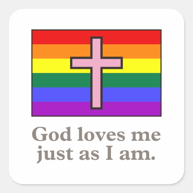 Gay-Christlich-Flaggen-Slogan Quadratischer Aufkleber (Vorderseite)