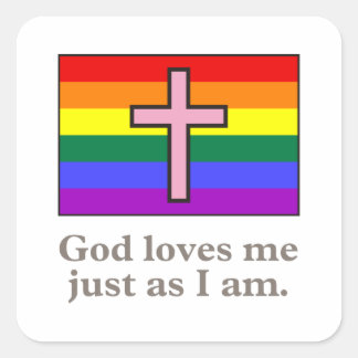Gay-Christlich-Flaggen-Slogan Quadratischer Aufkleber