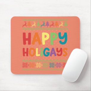 Gay Christmas Funny LGBT Happy Holigays Rainbow Mousepad