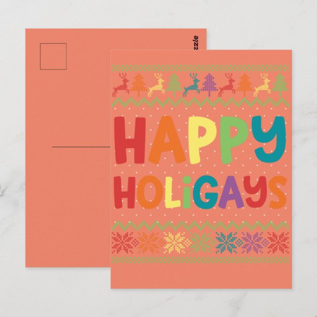 Gay Christmas Funny LGBT Happy Holigays Rainbow Postkarte (Vorne/Hinten)
