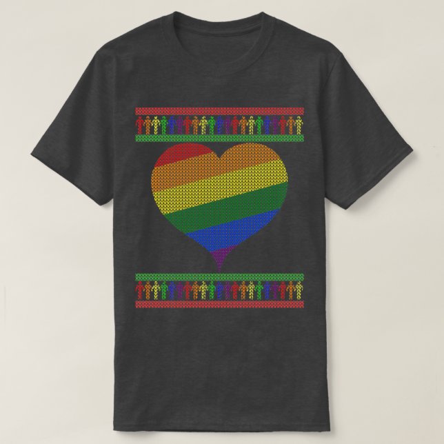 Gay Christmas Rainbow Heart 2 T-Shirt (Design vorne)