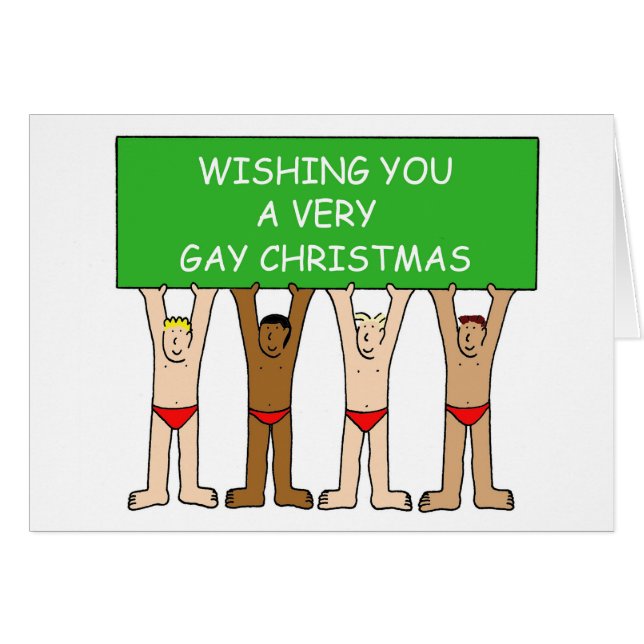 Gay Christmas Spaß Cartoon Männer in Underpants (Vorderseite (Horizontal))