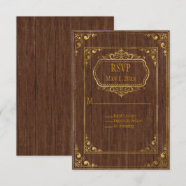Gay Couple Brown Barnwood and Gold Wedding RSVP