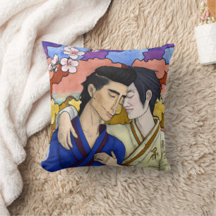 Gay Couple im Stil der japanischen Kunst Ukiyo-e Kissen