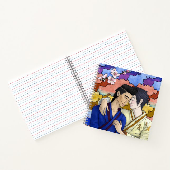 Gay Couple im Stil der japanischen Kunst Ukiyo-e Notizbuch (Innenseite)