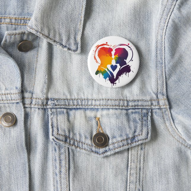 Gay Couple Rainbow Heart Button (Beispiel)