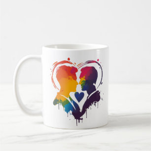 Gay Couple Rainbow Heart Kaffeetasse
