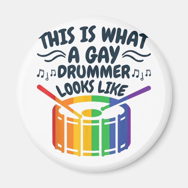 Gay Drummer Gay Pride Monat LGBTQ Regenbogen Magnet (Vorne)