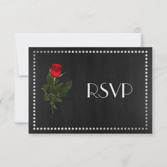 Gay Elegant Noir et Argent RSVP avec Rose (Devant)