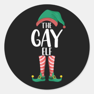 Gay Elf LGTBQ Matching Family Christmas Party Runder Aufkleber