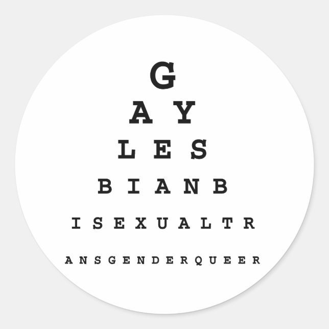 Gay Eye Chart Runder Aufkleber (Vorderseite)