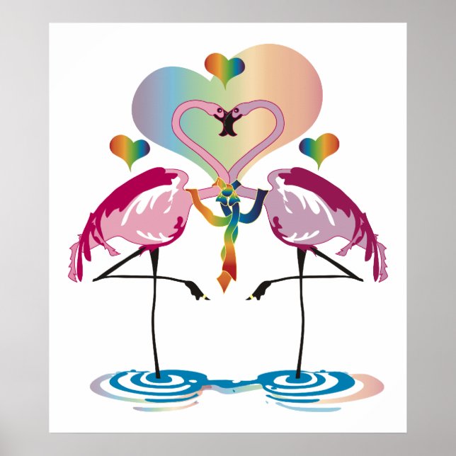 Gay Flamingos Print Poster (Vorne)