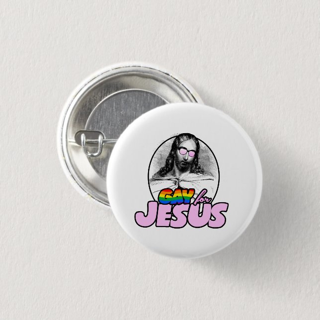 Gay for Jesus Rainbow Button (Vorne & Hinten)