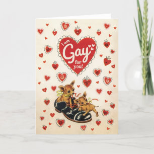 GAY FOR YOU - mignonne, drôle carte rétro Valentin
