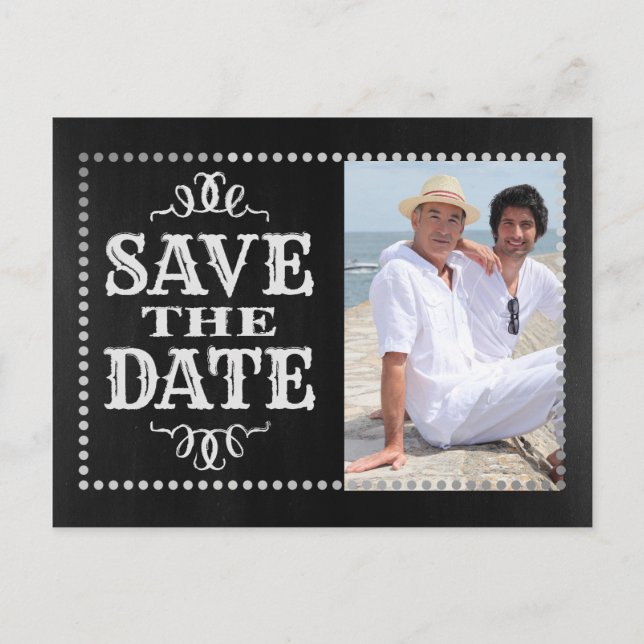 Gay Foto Save the Date Ankündigungspostkarte (Vorderseite)