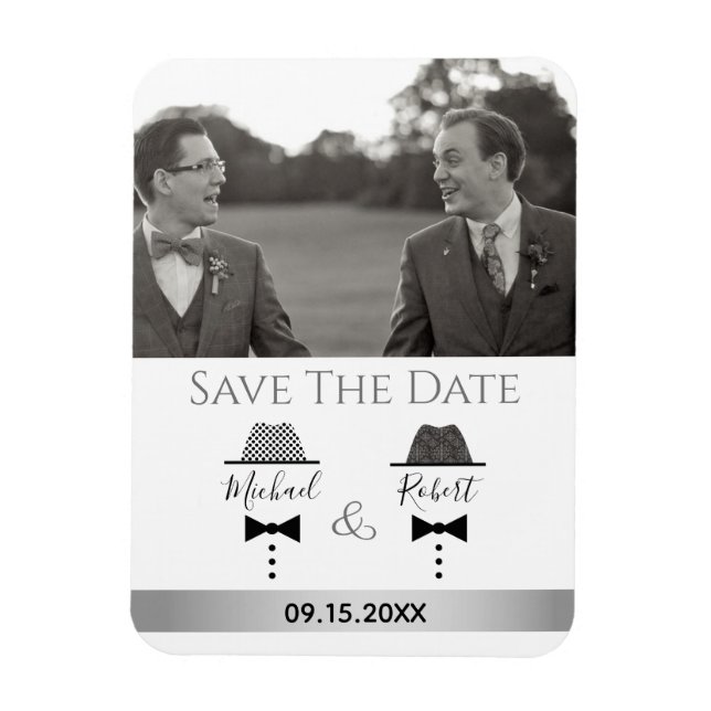 Gay Foto Wedding speichern das Datum der Einladung Magnet (Vertikal)