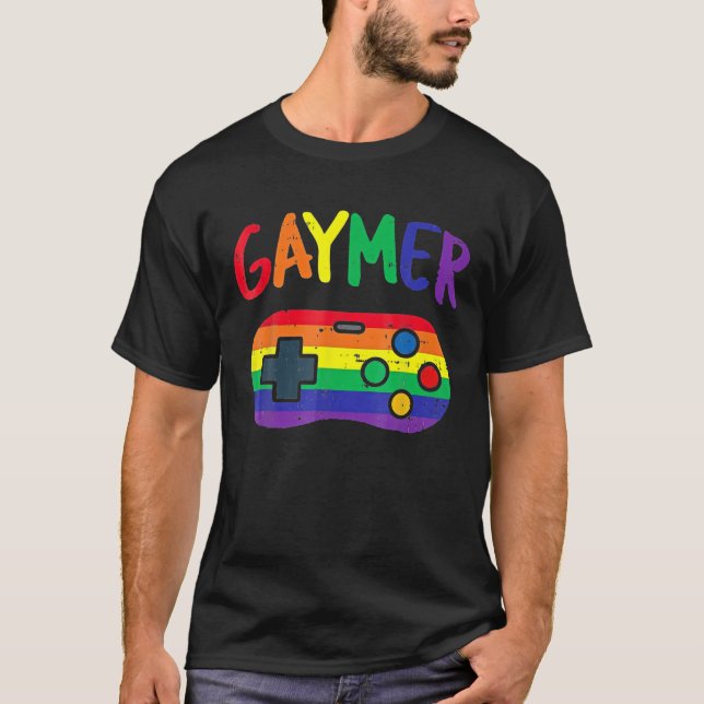 Gay Gamer Video Game Controller Lgbt Pride T-Shirt (Vorderseite)