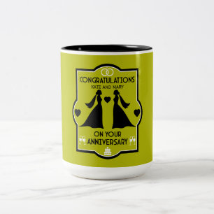 Gay Girls Wedding Jubiläum Zweifarbige Tasse