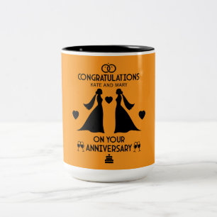 Gay Girls Wedding Jubiläum Zweifarbige Tasse