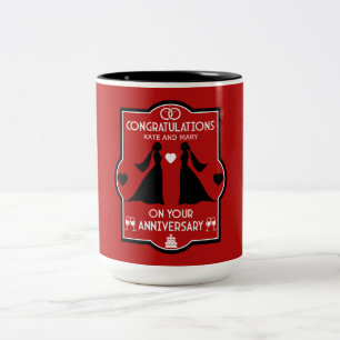 Gay Girls Wedding Jubiläum Zweifarbige Tasse