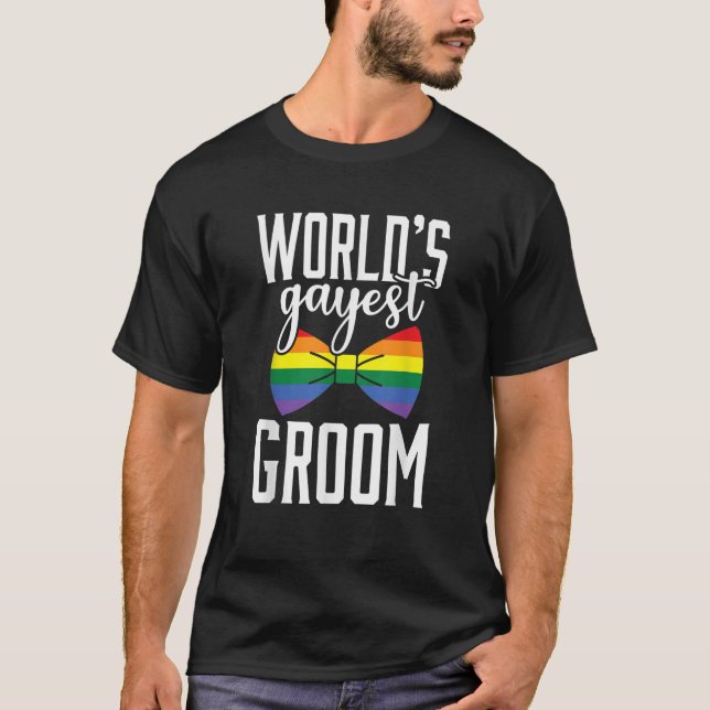 Gay Groom Bachelor Party Funny LGBT Pride Geschenk T-Shirt (Vorderseite)