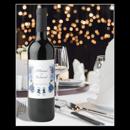 Gay Grooms Regency Blue Rose Weinetikett