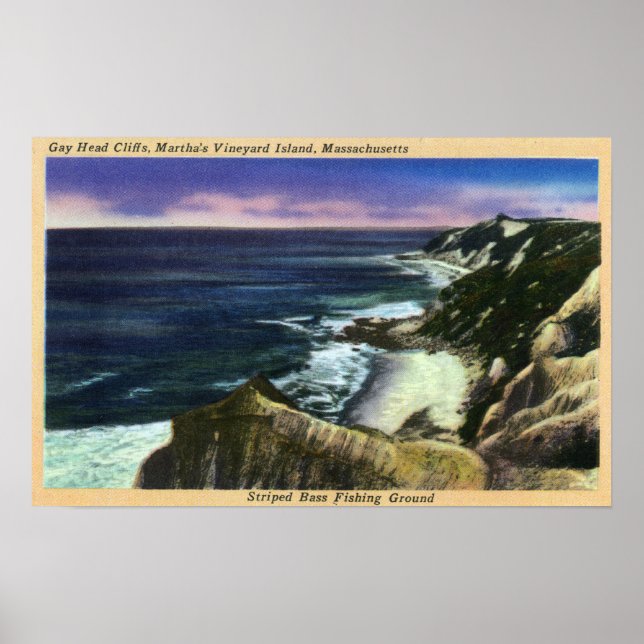 Gay Head Cliffs, gestreifte Bass Fishing Grounds Poster (Vorne)