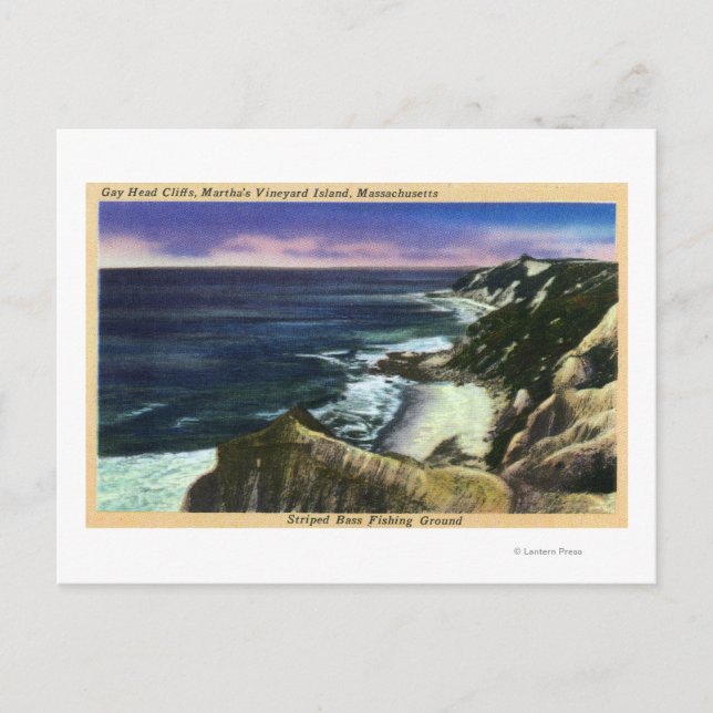 Gay Head Cliffs, gestreifte Bass Fishing Grounds Postkarte (Vorderseite)