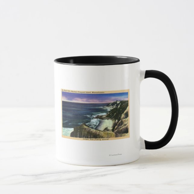 Gay Head Cliffs, gestreifte Bass Fishing Grounds Tasse (Rechts)
