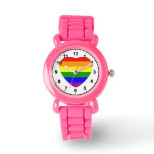 GAY Heart Shaped Rainbow Flag Armbanduhr