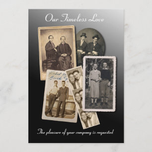 Gay Hochzeit mit Vintagen Porträts Einladung