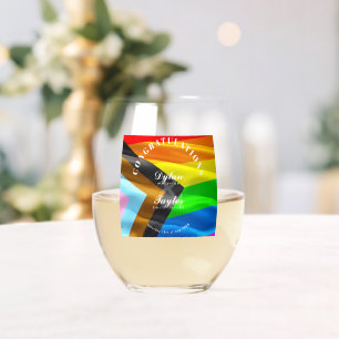 Gay-Hochzeitsgeschenk Pride-Flagge-Typografie Gedr Weinglas Ohne Stiel