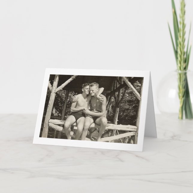 Gay Hommes Nouvel An Rosh Hashanah Carte de voeux (Devant)