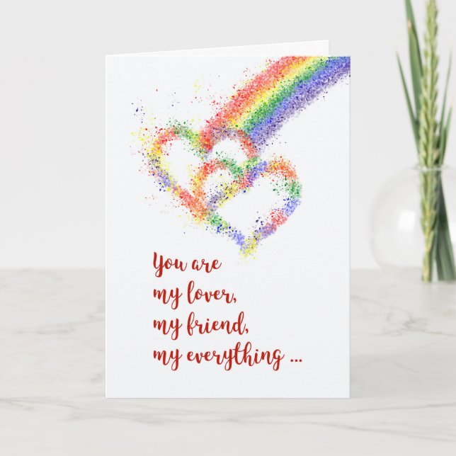 Gay Husband Jubiläum Schöne Regenbogenherzen Karte (Vorderseite)