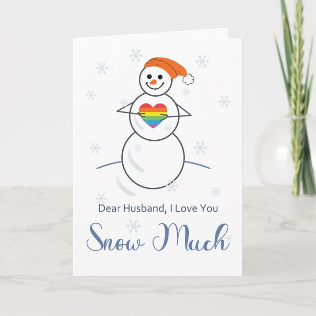 Gay Husband Romance Niedlich Snowman with Heart Karte (Vorderseite)