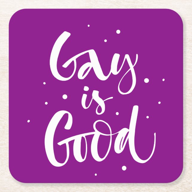 Gay ist gut rechteckiger pappuntersetzer (Vorderseite)